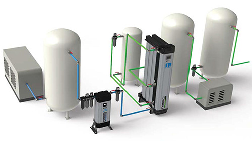 空壓機后處理解決方案--壓縮空氣過濾干燥系統(tǒng)圖