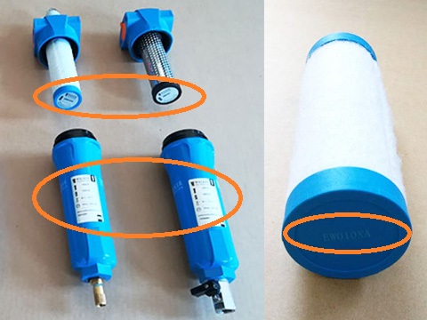 Walker濾芯型號(hào)在濾芯端蓋和過濾器殼體上